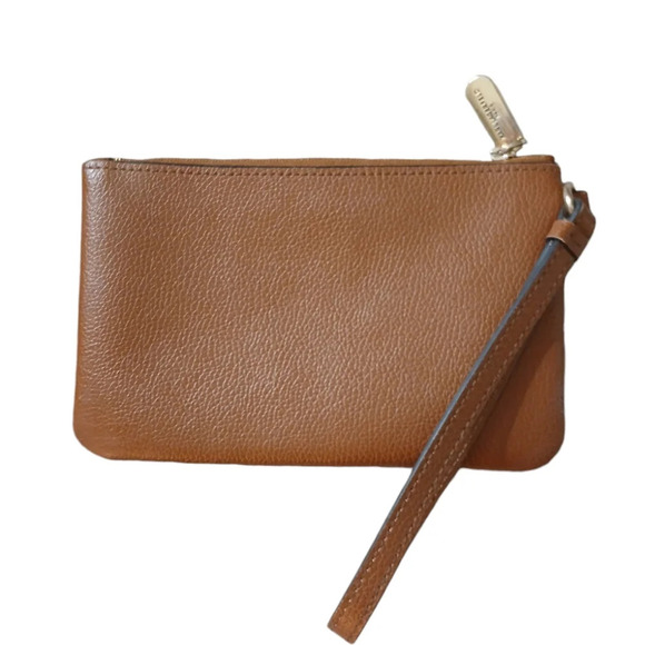 Vintage Karl Lagerfeld Brown Pebbled Leather Wristlet - Picture 2 of 8